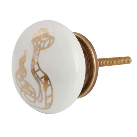 Golden Snake Pattern Ceramic Cabinet Knobs